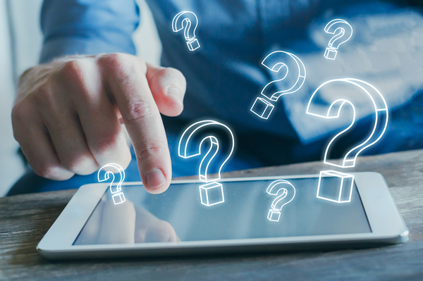 tablet question man hand art questions blue