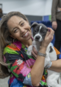 Carolyn with puppy